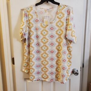 LuLaRoe Women Morgan Flowy Tunic Tee Sz 3XL Shrt Slv NWT casual fun aztec print
